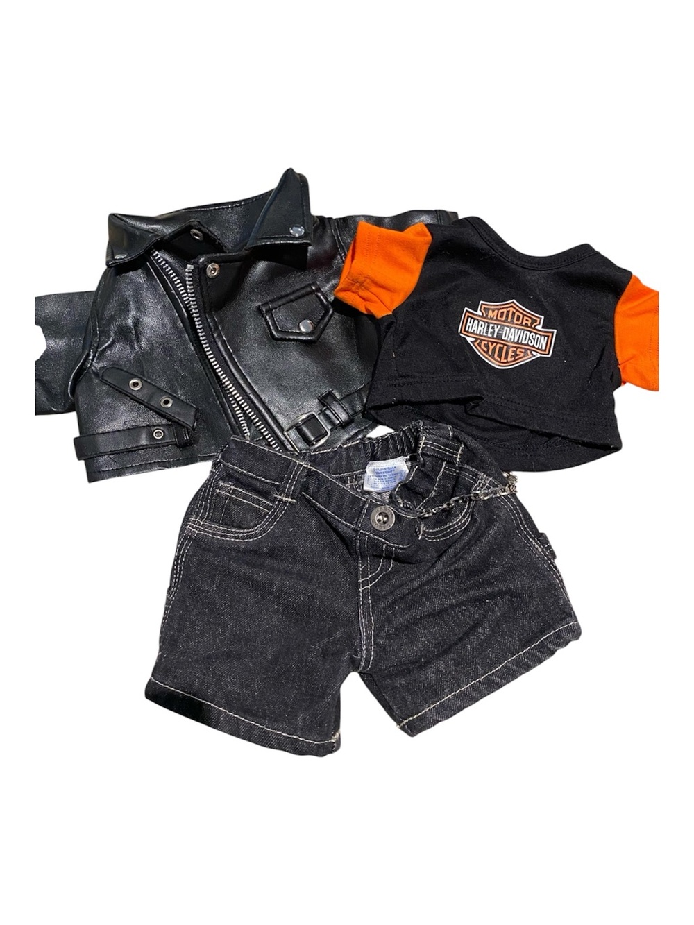 Build A Bear Harley Davidson Motorcycle Clothes Shirt Shorts Jacket Set BAB Toy